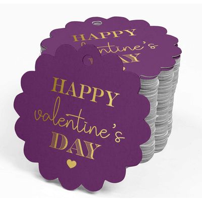 Etiquetas Pendentes de Papel com Metalizado Artesanal para Lembrancinhas Feliz Dia dos Namorados - Inkdotpot 50 Etiquetas Metalizadas / Roxo - Prata