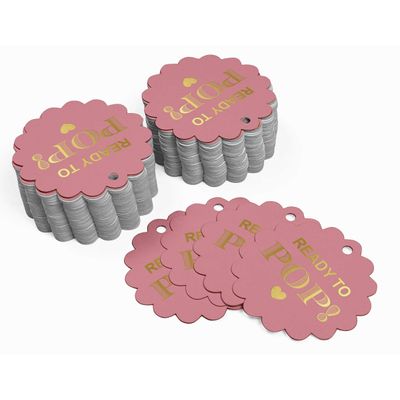 Etiquetas Pendentes Metalizadas para Lembrancinhas de Chá de Bebê 'Pronta Para Estourar' - Inkdotpot 50 Etiquetas Metalizadas / Rosa - Dourado
