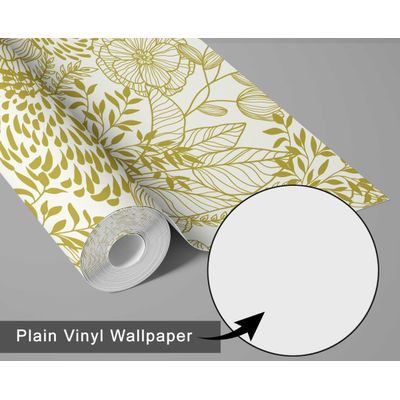 Revestimento de Parede Autoadesivo Removível Jardim Floral Amarelo, Mural Instantâneo para Quarto, Banheiro, Lavanderia e Closet - S4Sassy 63,5 cm (L) × 609,6 cm (C) / Amarelo - Vinil Liso