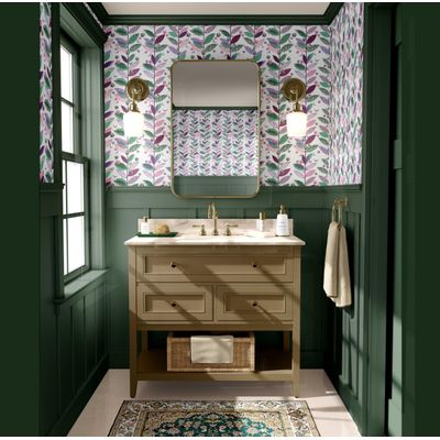 Papel de Parede Autoadesivo Estampa de Folhas Verde, Vinil Removível DIY, Papel Contact Autoadesivo para Parede de Entrada - S4sassy 63,5 cm (L) × 914,4 cm (C) / Verde - Vinil Liso