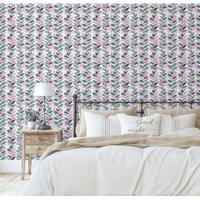 Papel de Parede Autoadesivo Estampa de Folhas Verde, Vinil Removível DIY, Papel Contact Autoadesivo para Parede de Entrada - S4sassy 63,5 cm (L) × 914,4 cm (C) / Verde - Vinil Liso