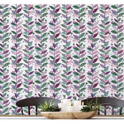 Papel de Parede Autoadesivo Estampa de Folhas Verde, Vinil Removível DIY, Papel Contact Autoadesivo para Parede de Entrada - S4sassy 63,5 cm (L) × 914,4 cm (C) / Verde - Vinil Liso