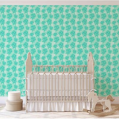 Revestimento de Parede Vinílico Autoadesivo Recife de Coral, Mural Removível Verde Instantâneo para Banheiro, Lavanderia e Closet - S4Sassy 63,5 cm (L) × 304,8 cm (C) / Verde - Vinil Liso