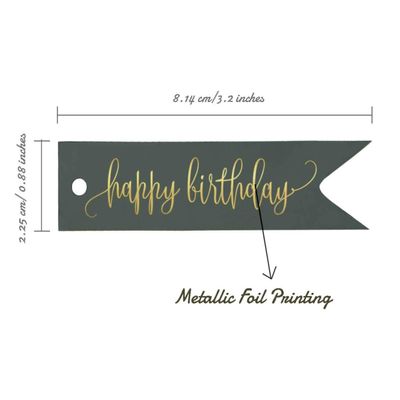 Etiquetas de Papel para Pendurar "Feliz Aniversário" com Acabamento Metalizado para Lembrancinhas - Inkdotpot 50 Etiquetas Metalizadas / Roxo - Prata