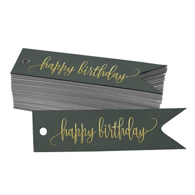 Etiquetas de Papel para Pendurar "Feliz Aniversário" com Acabamento Metalizado para Lembrancinhas - Inkdotpot 50 Etiquetas Metalizadas / Roxo - Prata
