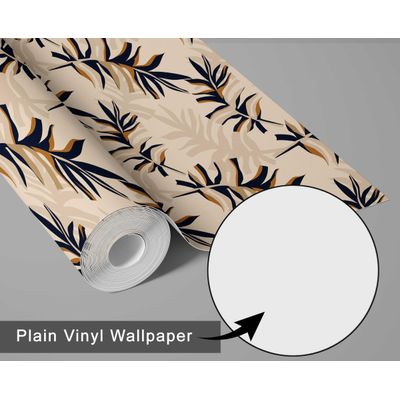 Papel de Parede Vinílico Autoadesivo Impermeável, Estampa de Folha Abstrata, Removível para Quartos, Espaços de Locação, Armários - S4Sassy 63,5 cm (L) × 152,4 cm (C) / Bege - Vinil Liso