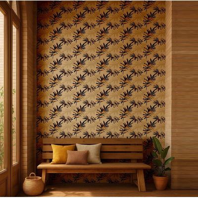 Papel de Parede Vinílico Autoadesivo Impermeável, Estampa de Folha Abstrata, Removível para Quartos, Espaços de Locação, Armários - S4Sassy 63,5 cm (L) × 152,4 cm (C) / Bege - Vinil Liso