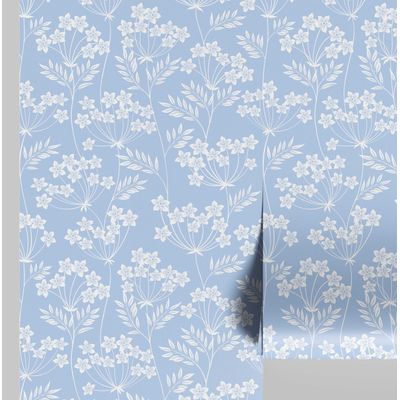 Papel de Parede Autoadesivo Estampa Videira com Flores Brancas, Vinílico Impermeável, Removível e Amigável para Inquilinos - S4sassy 63,5 cm (L) × 304,8 cm (C) / Verde - Vinil Texturizado