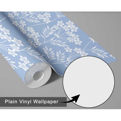 Papel de Parede Autoadesivo Estampa Videira com Flores Brancas, Vinílico Impermeável, Removível e Amigável para Inquilinos - S4sassy 63,5 cm (L) × 304,8 cm (C) / Verde - Vinil Texturizado
