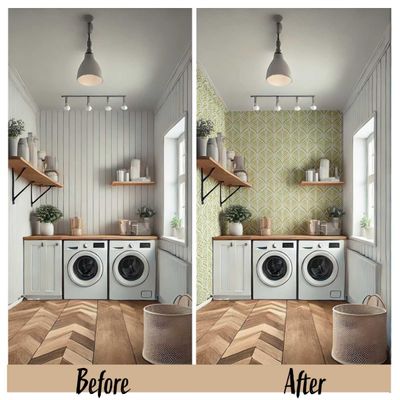 Papel de Parede Autoadesivo Impermeável Estampa Leque de Folhas Verde Removível, Ideal para Locatários, Quarto e Sala de Jantar - S4sassy 63,5 cm (L) × 152,4 cm (C) / Verde - Vinil Liso
