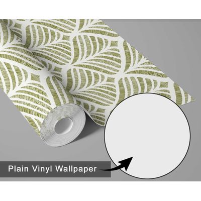 Papel de Parede Autoadesivo Impermeável Estampa Leque de Folhas Verde Removível, Ideal para Locatários, Quarto e Sala de Jantar - S4sassy 63,5 cm (L) × 152,4 cm (C) / Verde - Vinil Liso