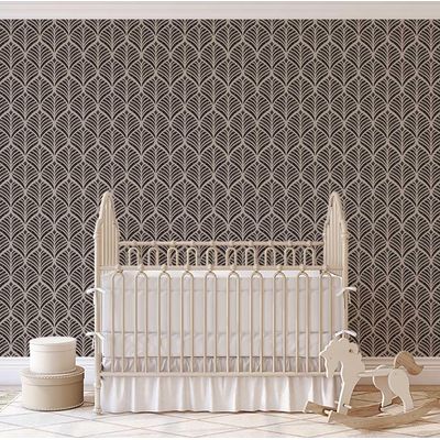 Papel de Parede Autoadesivo Decorativo Estampa Folha-Leque Impermeável Removível Cinza para Quarto e Sala de Jantar - S4sassy 63,5 cm (L) × 609,6 cm (C) / Cinza - Vinil Liso