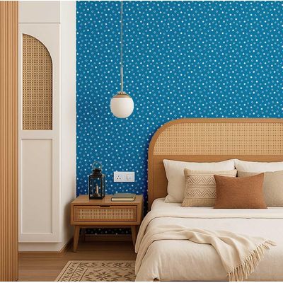Papel de Parede Decorativo Autoadesivo Poás, Vinil Impermeável Removível, Amigo do Inquilino para Quarto e Sala de Jantar - S4sassy 63,5 cm (L) × 152,4 cm (C) / Azul - Vinil Texturizado