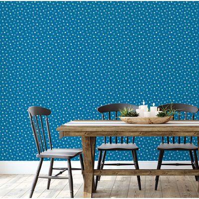 Papel de Parede Decorativo Autoadesivo Poás, Vinil Impermeável Removível, Amigo do Inquilino para Quarto e Sala de Jantar - S4sassy 63,5 cm (L) × 152,4 cm (C) / Azul - Vinil Texturizado