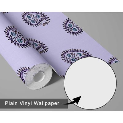 Papel de Parede Paisley Buta Estilo Asiático Autoadesivo Revestimento Decorativo Decoração DIY Fácil para Quarto e Sala - Roxo - S4Sassy 63,5 cm (L) × 304,8 cm (C) / Roxo - Vinil Texturizado