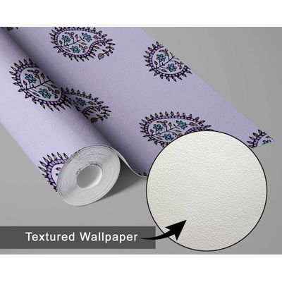 Papel de Parede Paisley Buta Estilo Asiático Autoadesivo Revestimento Decorativo Decoração DIY Fácil para Quarto e Sala - Roxo - S4Sassy 63,5 cm (L) × 304,8 cm (C) / Roxo - Vinil Texturizado