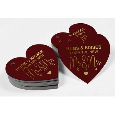Etiqueta de Papel para Pendurar 'Hugs & Kisses From The Wedding' em Foil para Lembrancinha de Casamento - Inkdotpot 50 Etiquetas Metalizadas / Vermelho - Ouro Rosé