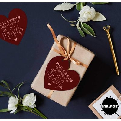 Etiqueta de Papel para Pendurar 'Hugs & Kisses From The Wedding' em Foil para Lembrancinha de Casamento - Inkdotpot 50 Etiquetas Metalizadas / Vermelho - Ouro Rosé