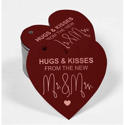 Etiqueta de Papel para Pendurar 'Hugs & Kisses From The Wedding' em Foil para Lembrancinha de Casamento - Inkdotpot 50 Etiquetas Metalizadas / Vermelho - Ouro Rosé