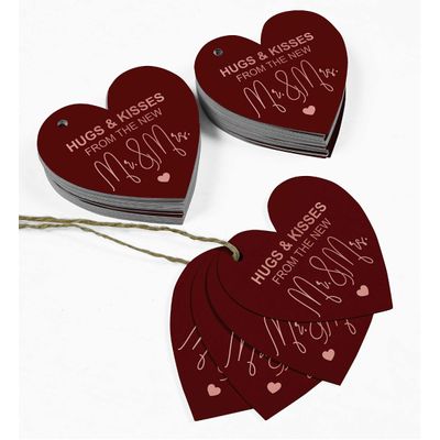 Etiqueta de Papel para Pendurar 'Hugs & Kisses From The Wedding' em Foil para Lembrancinha de Casamento - Inkdotpot 50 Etiquetas Metalizadas / Vermelho - Ouro Rosé
