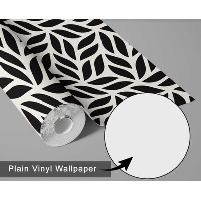 Papel de Parede Padrão de Folhas Moderno, Preto, Vinil Autoadesivo Decorativo, Aplicação Fácil para Quarto, Armários e Sala - S4Sassy 63,5 cm (L) × 152,4 cm (C) / Preto - Vinil Liso