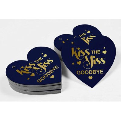 Etiquetas de Garrafa 'Kiss The Miss Goodbye' Metalizadas Para Lembrancinhas de Despedida de Solteira - Inkdotpot 50 Etiquetas Metalizadas / Azul - Ouro Rosé