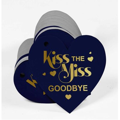 Etiquetas de Garrafa 'Kiss The Miss Goodbye' Metalizadas Para Lembrancinhas de Despedida de Solteira - Inkdotpot 50 Etiquetas Metalizadas / Azul - Ouro Rosé