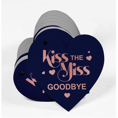 Etiquetas de Garrafa 'Kiss The Miss Goodbye' Metalizadas Para Lembrancinhas de Despedida de Solteira - Inkdotpot 50 Etiquetas Metalizadas / Azul - Ouro Rosé