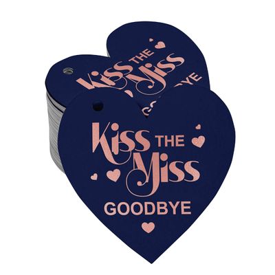 Etiquetas de Garrafa 'Kiss The Miss Goodbye' Metalizadas Para Lembrancinhas de Despedida de Solteira - Inkdotpot 50 Etiquetas Metalizadas / Azul - Ouro Rosé