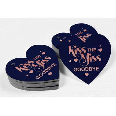 Etiquetas de Garrafa 'Kiss The Miss Goodbye' Metalizadas Para Lembrancinhas de Despedida de Solteira - Inkdotpot 50 Etiquetas Metalizadas / Azul - Ouro Rosé