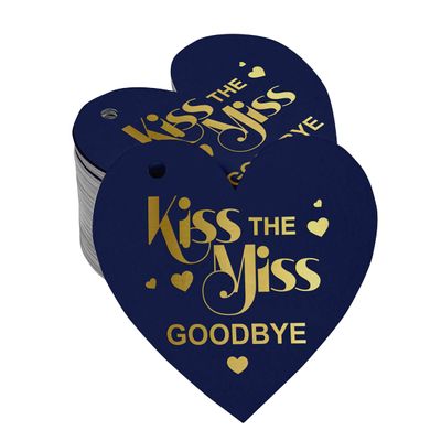Etiquetas de Garrafa 'Kiss The Miss Goodbye' Metalizadas Para Lembrancinhas de Despedida de Solteira - Inkdotpot 50 Etiquetas Metalizadas / Azul - Ouro Rosé