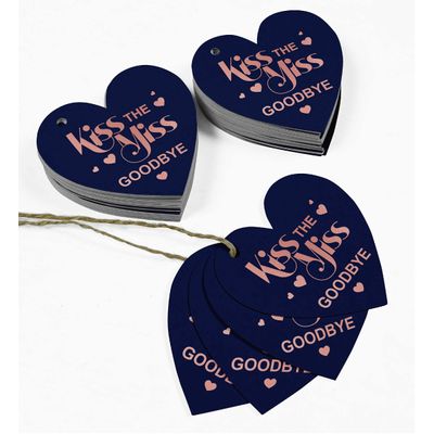 Etiquetas de Garrafa 'Kiss The Miss Goodbye' Metalizadas Para Lembrancinhas de Despedida de Solteira - Inkdotpot 50 Etiquetas Metalizadas / Azul - Ouro Rosé