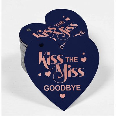 Etiquetas de Garrafa 'Kiss The Miss Goodbye' Metalizadas Para Lembrancinhas de Despedida de Solteira - Inkdotpot 50 Etiquetas Metalizadas / Azul - Ouro Rosé