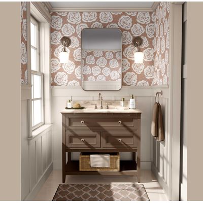 Papel de Parede Vinílico Autoadesivo Estampa Rosas Rabiscadas Urban Chic Impermeável Marrom Removível para Quartos e Sala - S4Sassy 63,5 cm (L) × 304,8 cm (C) / Marrom - Vinil Liso