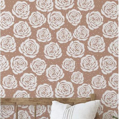Papel de Parede Vinílico Autoadesivo Estampa Rosas Rabiscadas Urban Chic Impermeável Marrom Removível para Quartos e Sala - S4Sassy 63,5 cm (L) × 304,8 cm (C) / Marrom - Vinil Liso