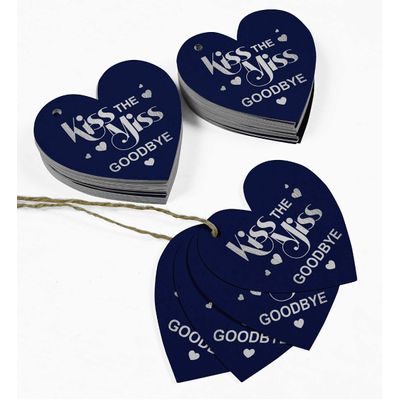 Etiquetas de Garrafa 'Kiss The Miss Goodbye' Metalizadas Para Lembrancinhas de Despedida de Solteira - Inkdotpot 50 Etiquetas Metalizadas / Azul - Prata