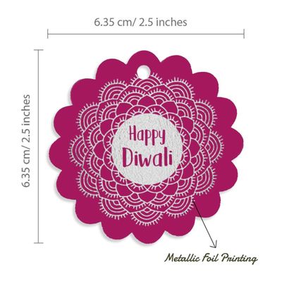 Etiquetas Para Pendurar em Papel Metalizado Happy Diwali Para Lembrancinhas - Inkdotpot 50 Etiquetas Metalizadas / Rosa - Prata