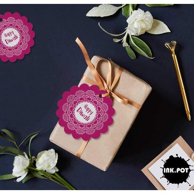 Etiquetas Para Pendurar em Papel Metalizado Happy Diwali Para Lembrancinhas - Inkdotpot 50 Etiquetas Metalizadas / Rosa - Prata