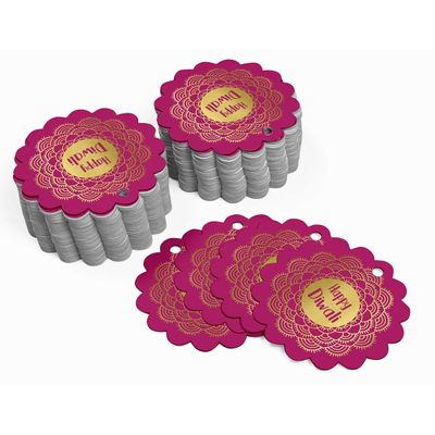 Etiquetas Para Pendurar em Papel Metalizado Happy Diwali Para Lembrancinhas - Inkdotpot 50 Etiquetas Metalizadas / Rosa - Prata