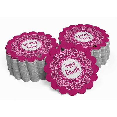 Etiquetas Para Pendurar em Papel Metalizado Happy Diwali Para Lembrancinhas - Inkdotpot 50 Etiquetas Metalizadas / Rosa - Prata