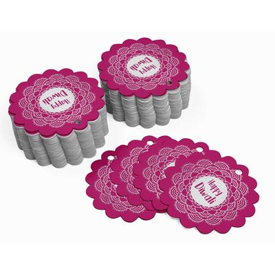 Etiquetas Para Pendurar em Papel Metalizado Happy Diwali Para Lembrancinhas - Inkdotpot 50 Etiquetas Metalizadas / Rosa - Prata