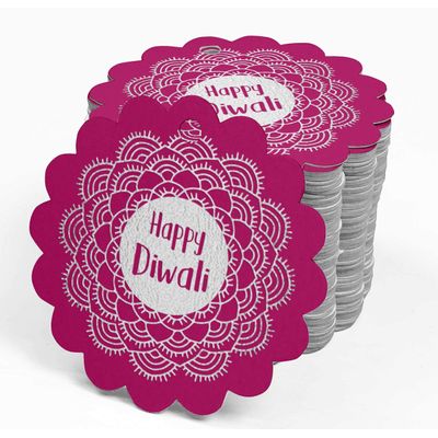Etiquetas Para Pendurar em Papel Metalizado Happy Diwali Para Lembrancinhas - Inkdotpot 50 Etiquetas Metalizadas / Rosa - Prata
