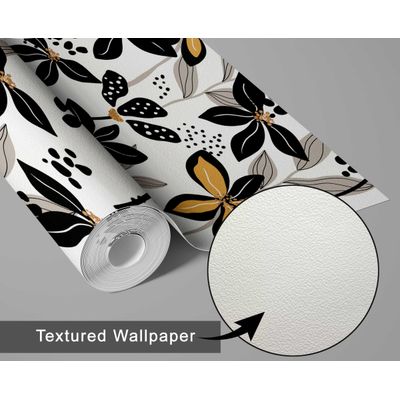 Revestimento de Parede Autoadesivo Removível Pétalas Douradas Preto para Quarto, Banheiro, Lavanderia e Closet - S4Sassy 63,5 cm (L) × 152,4 cm (C) / Preto - Vinil Texturizado