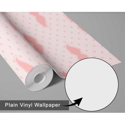Papel de Parede Vinílico Autoadesivo Estampa de Bigode Rosa, Fácil Aplicação para Quarto Infantil e Sala de Brincar - S4Sassy 63,5 cm (L) × 914,4 cm (C) / Rosa - Vinil Liso