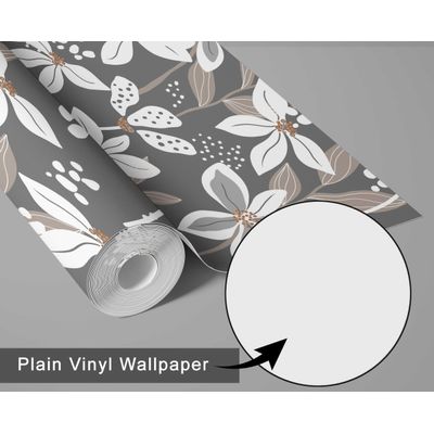 Adesivo de Parede Removível Pétalas Douradas, Cinza Mural Instantâneo para Quarto, Banheiro, Lavanderia e Interior do Closet - S4Sassy 63,5 cm (L) × 609,6 cm (C) / Cinza - Vinil Liso