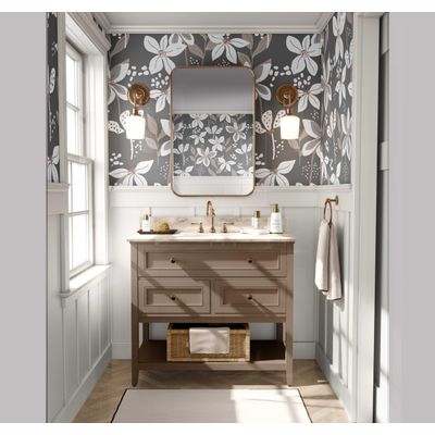 Adesivo de Parede Removível Pétalas Douradas, Cinza Mural Instantâneo para Quarto, Banheiro, Lavanderia e Interior do Closet - S4Sassy 63,5 cm (L) × 609,6 cm (C) / Cinza - Vinil Liso