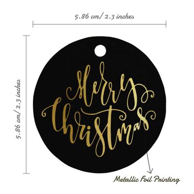 Etiqueta de Papel Metalizado para Pendurar 'Merry Christmas' de Lembrancinha - Inkdotpot 50 Etiquetas Metalizadas / Preto - Prata