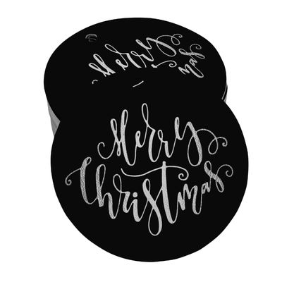 Etiqueta de Papel Metalizado para Pendurar 'Merry Christmas' de Lembrancinha - Inkdotpot 50 Etiquetas Metalizadas / Preto - Prata