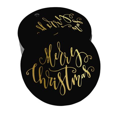 Etiqueta de Papel Metalizado para Pendurar 'Merry Christmas' de Lembrancinha - Inkdotpot 50 Etiquetas Metalizadas / Preto - Prata