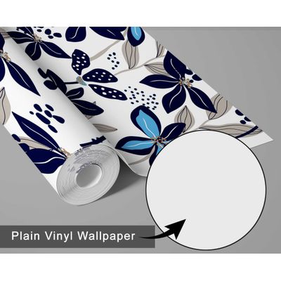 Papel de Parede Autoadesivo Pétalas Douradas Removível - Mural Instantâneo Azul para Quarto, Banheiro, Lavanderia, Closet - S4Sassy 63,5 cm (L) × 304,8 cm (C) / Azul - Vinil Liso